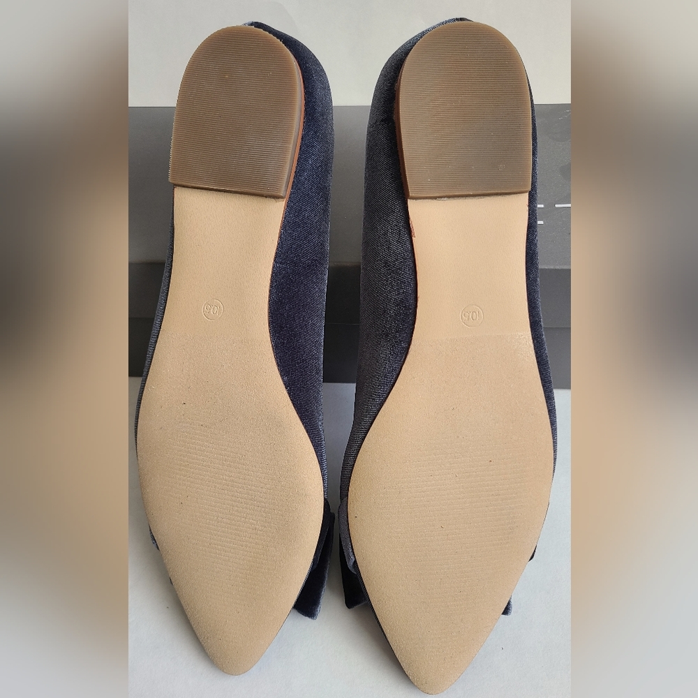 Womens velvet pointed ballet flats w/ bows - Picture 6 of 9